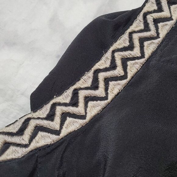 Johnny Was Workshop Black Silk Embroidered Tunic Top - Picture 7 of 7